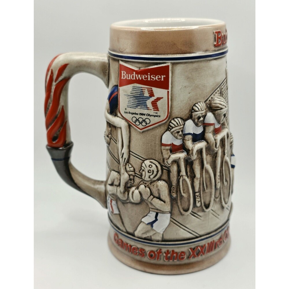 Vintage LA Budweiser Olympic Beer Stein/Mug 1984 Los Angeles Olympics Ceramarte